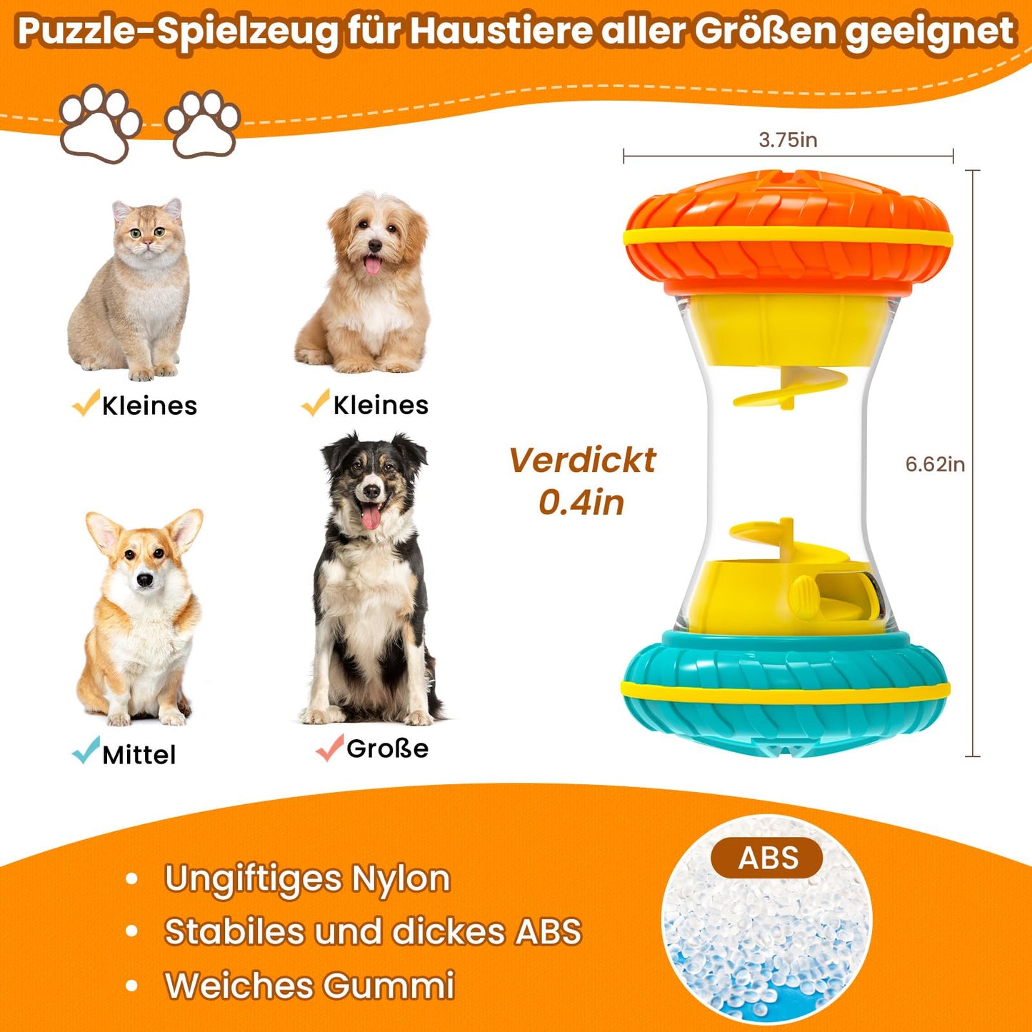 MateeyLife Intelligenzspielzeug für Hunde, hundespielzeug Interaktives mit Slow Feeder - Unzerstörbares Hundespielzeug zur geistigen Beschäftigung & Langsamfütterung - Lernspielzeug für Hunde