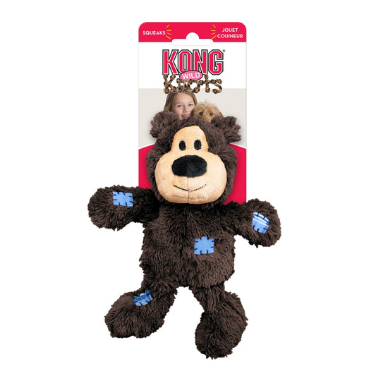 KONG Wild Knots Bear - Hundespielzeug aus Geknotetem Seil - Minimale Füllung - Für Kleine/Mittelgroße Hunde - Bär
